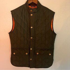 Barbour forest green vest with orange interior